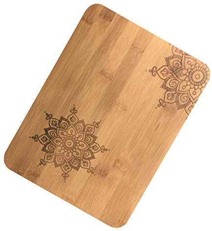 Beyond Planche à découper Planche à Fromage en bambou Mandala découpée au laser