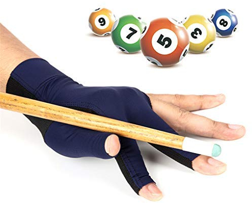 Billardhandschuh 3-Finger-Handschuhe Links Öffnen Finger Snooker Handschuh mit Polster Schnelltrocknend Atmungsaktiv für Linke Brücke dehnbarer Pool Queue Billard Zubehör Männer Frauen Erwachsene