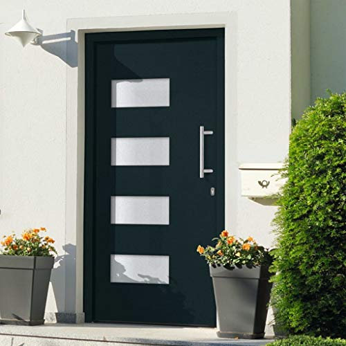 vidaXL Eingangstür Haustür Wohnungstür Nebeneingangstür Außentür Kellertür Tür Mehrzwecktür Schlüsselsatz Alu Aluminium PVC Anthrazit 100x210cm