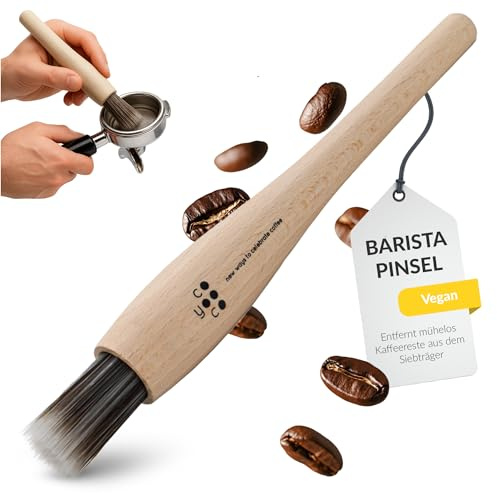 COYOOCO Barista Pinsel Vegan - Siebträger Zubehör zur Reinigung - antistatischer, ergonomischer & nachhaltiger Reinigungspinsel – Espresso Pinsel als hochwertiges Barista Zubehör
