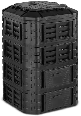 hillvert Compostadora Compostador de Jardín HT-M-COMP-1120 (Capacidad: 1120 L, Riego por Goteo, Anclaje: 11 cm, Fabricado en Polipropileno)