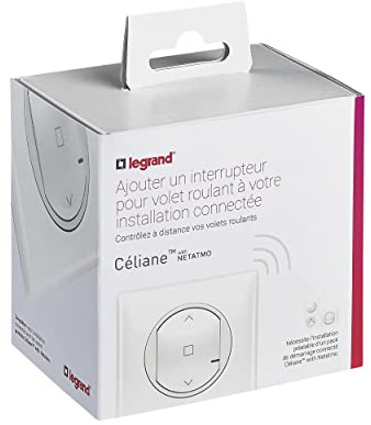 LEGRAND - Interrupteur Connecté pour Volets Roulants - Pour Installation Céliane With Netatmo - Interrupteur à Câbler - Avec Plaque - Laqué Blanc