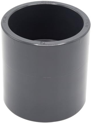 Baumaxxe PVC Fitting Klebemuffe 75mm Rohrverbinder - 16 Bar - bm259 | 2 2/2 Zoll PVC Fitting, 2x Klebemuffe und Anschlagfuge, zum Verkleben mit PVC Rohr 75mm, Pool Zubehör für Poolverohrung 75mm