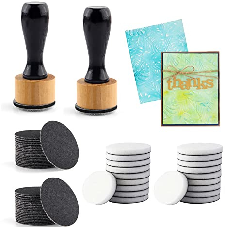 64Pcs/Set Ink Paints Blending Tool Mini Sanding Disks Round Foam Refills for Scrapbooking to Work on cardstock, Control of Ink Placement, Ink Blending Tool with Spare Pads for Rubber Stamping