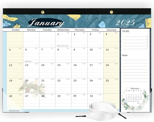 Calendrier Mural 2023-2024 Calendrier de Bureau Mensuel Calendrier familial Papier Épais avec Couvercle Transparent en Plastique, 31 cm x 43 cm (Fleurs)