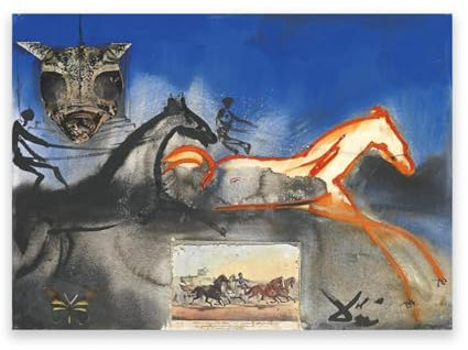 LZ6J8C9 Berühmte Wandkunst von S. Dalì. Traberpferde von Salvador D. berühmte Gemälde Reproduktion. Surrealistische Bilder für die Wohnzimmerdekoration. 30 x 45 cm (11,8 x 17,7), rahmenlos