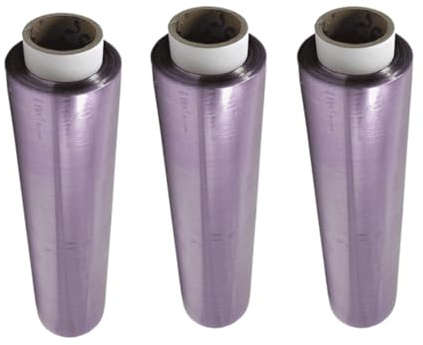 VESCEL-Pack de 3 Rollos Film Transparente Alimentario, Rollo Film Industrial 30cm x 300m, Color Violeta Translúcido, Estuche con Sierra de Corte, para Uso Profesional en Alimentación, Hostelería