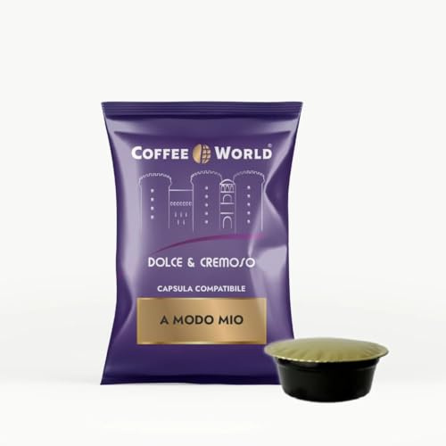 COFFEE WORLD caffè gusto Dolce&Cremoso, 75 capsule compatibili con macchine da caffè Lavazza A Modo Mio®* (75 capsule imbustate singolarmente)