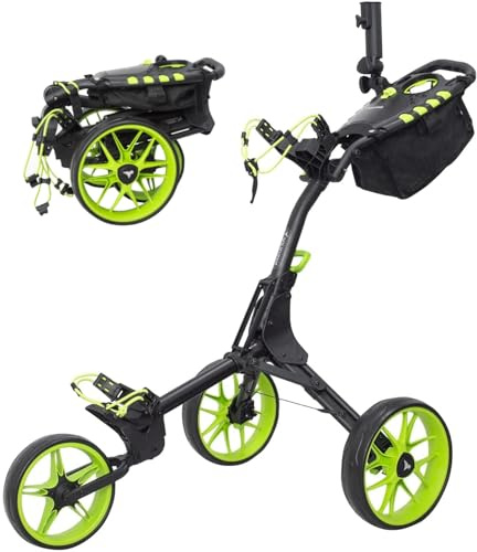 Newfly 3-Wheel Golf Trolley Ultra-Lightweight Folding Size， With Foot Brake-Easy to Open & Close Golf push cart，With Umbrella Holder and Storage Bag