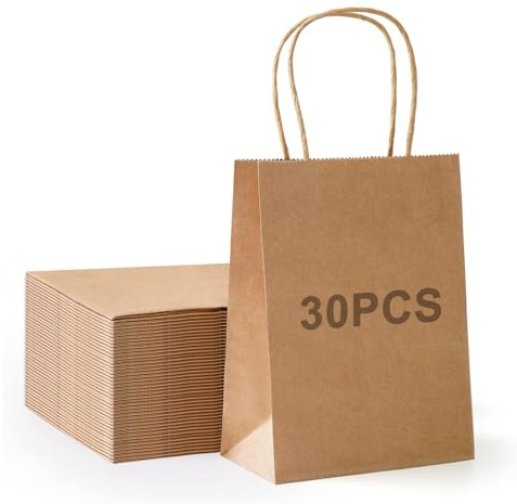 Papiertüten 30Stk Geschenktüten mit Henkel 15 x 8 x 21cm für Hochzeit Party