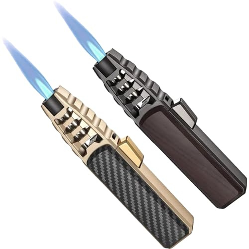Peticehi Lighter, Fire Lighter, Blaze Lighter, Camping Outdoor Windproof Straight Flame Lighter, Large Flame Jet Thrower Lighter (No Gift Box,Wooden&Black)