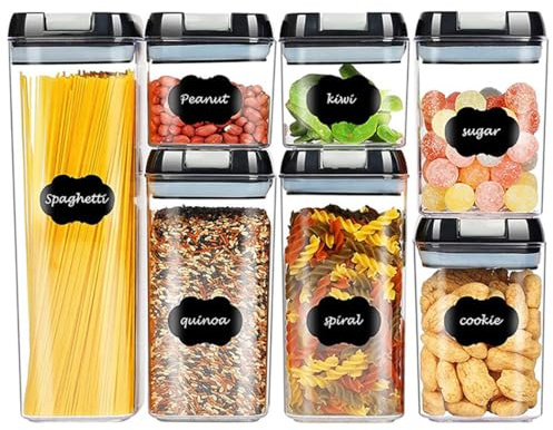 yeeplant Juego de recipientes de plástico simple sellados para alimentos, 7 unidades, para el hogar, para azúcar, capacidad grande