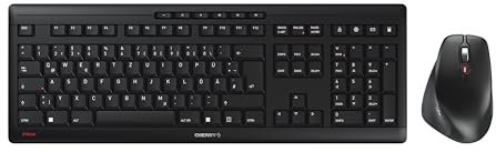 CHERRY STREAM DESKTOP COMFORT, Kabelloses Tastatur-Maus-Set, Deutsches Layout (QWERTZ), 2,4 GHz Funk, Leise Tasten, Ergonomische Rechtshändermaus, Schwarz