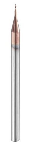 sourcing map Ball Nose End Mill 2 Flute 0.023 Diameter 1/8 Shank Tungsten Carbide Uncoated Spiral CNC Router Bits 0.069 Cutting Length Single End Ball for Carving Engraving Grinding