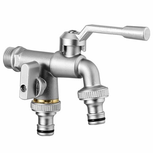 SXWYLZ Doppel Wasserhahn für Garten - Wandmontage 1/2 Zoll Kugelauslaufhahn Messing, Frostsicher
