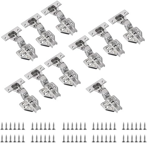 LEDSone 10 Pcs Kitchen Units Door Hinges Soft Close Cupboard Wardrobe Doors Hinges Folding Doors Hinge with Screws, Full Overlay Mute Cabinet Hinges for Kitchen (Pack -10)
