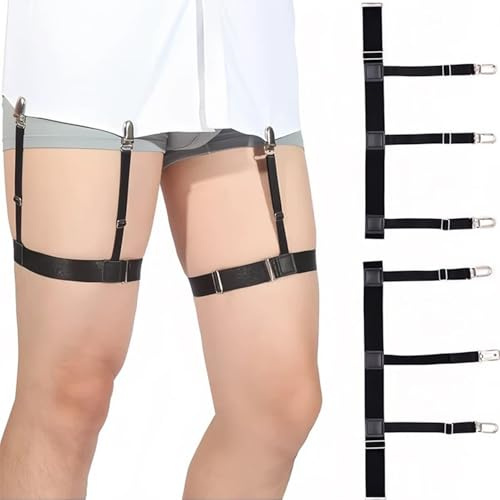 Hemdhalter Herren,Hosenträger,Hemd Halter Braces,Herren Hemdhalter Einstellbar,Men's ärmelhalter Verstellbar Hemdenhalter,Elastisch Hemd-Halter mit Nicht Rutschfest Verriegelung Klammern (1-Paar)