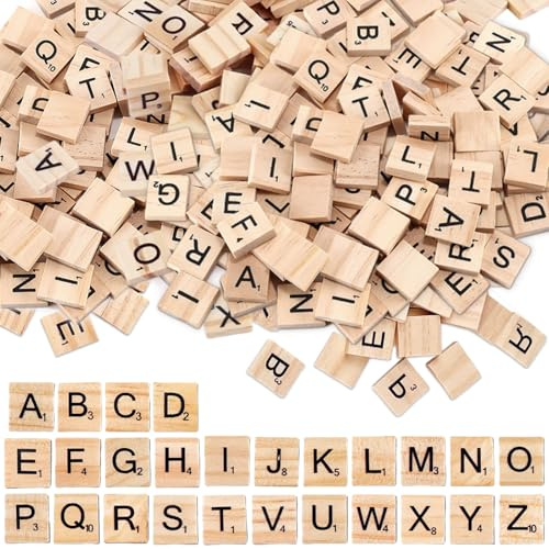 Jortmrd 400 Stück Holzbuchstaben Klein zum Basteln Buchstaben Holz Alphabet Buchstaben Fliesen A bis Z Puzzle zum Spielen Kleinbuchstaben mit Zahlenwerten für Kindererziehung DIY Kunsthandwerk