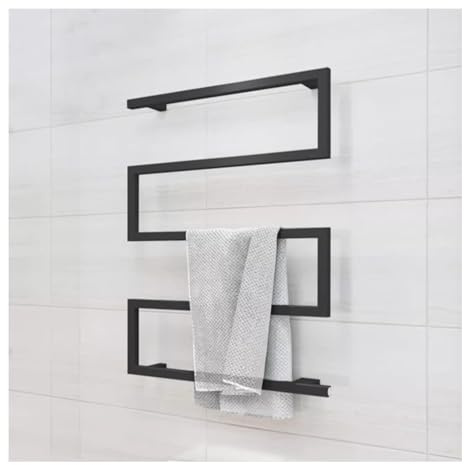 SkyFace Radiador Toallero Electrico Negro Mate, Calentador de Toallas Electrico Pared, Secador de Toallas para el Baño, Termostato Calientatoallas, Bajo Consumo