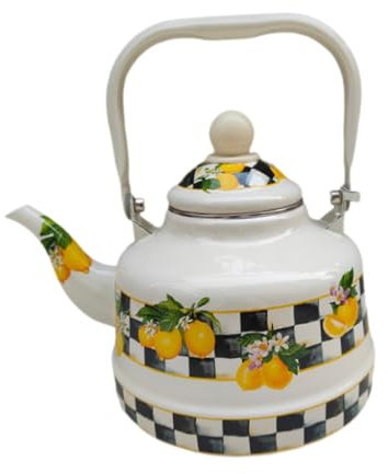 Sharplace Kreativer Emaille-Teekessel, Wasserkrug, hitzebeständig, vielseitig verwendbar, Zitronen-Emaille-Topf, 2.5l