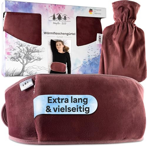 Generisch Maybe-ECO® - Premium Wärmflaschengürtel - Verstellbarer 140 cm Perioden Wärmegürtel - Wärmflasche mit Bezug - Ideal für Rücken, Bauch & Schultern – Wohltuend bei Schmerzen und Verspannungen