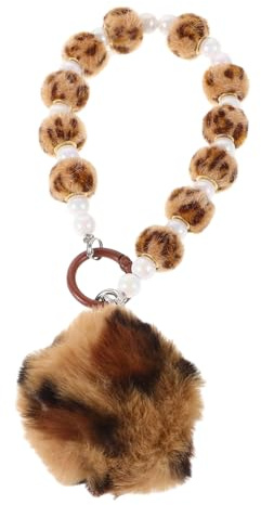 GALPADA Weiche Bommel Schlüsselanhänger Taschenzubehör Leopardenmuster Puffball Schlüsselanhänger Perlenarmband Armband Für Damen Rucksack Autoschlüssel