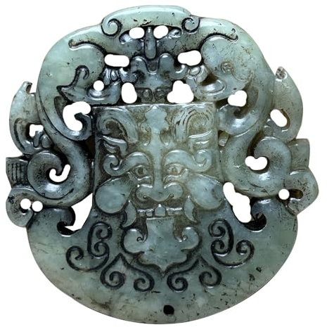 LONDAEE Antique Collection - Ciondolo a forma di ascia a forma di doppia ascia di drago in giada antica, Grande, Giada