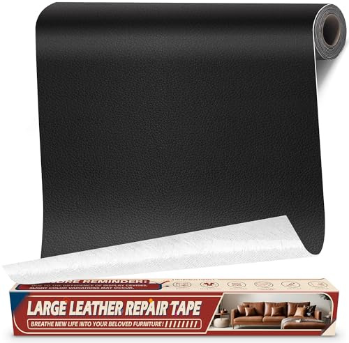Cuero Adhesivo para Tapizar Negro, 43x200cm Parche Cuero Adhesivo, Polipiel Adhesiva para Tapizar, Parches de Reparacion Autoadhesivo para Asiento de Coche, Silla, Sofá, Barco