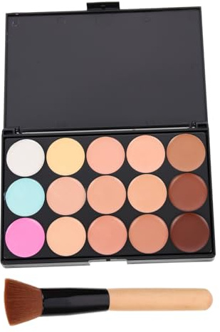 Gogogmee Paleta de Correctores Facial y Corporal 2 Piezas Pequeña Multifuncional para Mujeres Maquillaje Fotográfico Brocha para Ojeras y Tatuajes