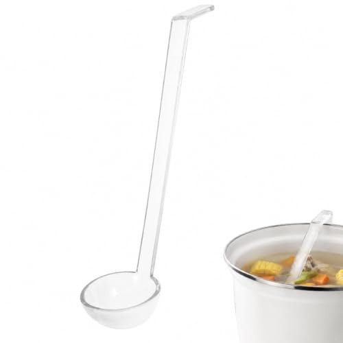 GLEAVI Transparent Long Handle Serving Ladle Spoon Cooking Soup Ladle for Catering Gravy Buffet and Soup Lightweight Easy to Clean Design for Safe Stirring