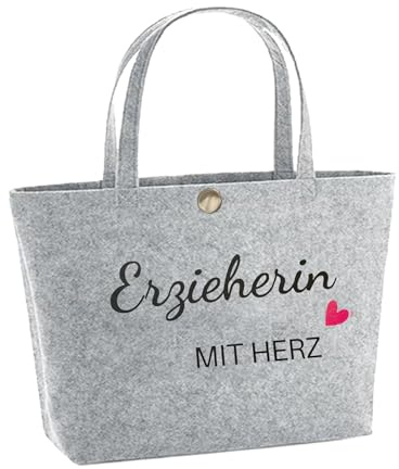 Erzieherin Geschenk Erzieherin Filztasche Erzieherin Filz Geschenktüte | Erzieherin mit Herz Tasche Abschiedsgeschenk Erzieherin Kindergarten Weihnachtsgeschenke Danke Geschenk für Erzieherin Frauen