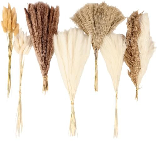 70 Pcs Pampas Grass Decor, Artificial Dried Flowers for Vase, Boho Home Decor, Wedding Table Arrangements, DIY Craft Projects