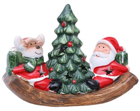 Colcolo Escultura de Figura de Papá, decoración navideña con luz, Centro de Mesa Coleccionable para gabinete Festivo y Chimenea, Alce