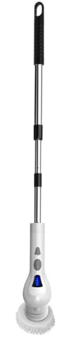 Brosse à récurer électrique sans fil avec 8 têtes de brosse remplaçables, poignée réglable/extensible pour salle de bain, carrelage, cuisine et nettoyage de voiture