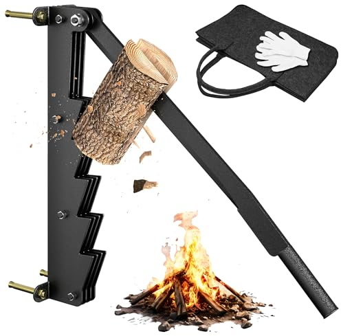 Suusolny Divisor de madera para montaje en pared, cortador de leña para maderas blandas, cortador de leña para maderas blandas, cortador de madera de mano, cuchillo de virutas con asa, incluye guantes