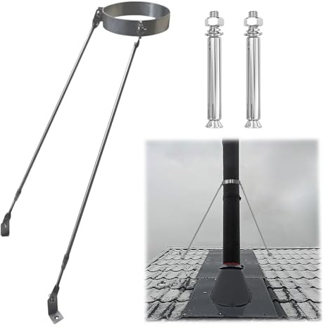 Roof Chimney Pipe Brace Holder, Stability Stove Pipes Support Kit, Windproof & Waterproof & Snowproof, Extended Chimney Roof Bracket, 304 Stainless Steel(Dia 390mm (15.4in))
