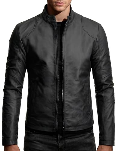 Crone Ivar Herren Lederjacke Cleane Basic Echtleder Jacke | Echtleder, Stehkragen, cleaner Basic-Look, Regular Fit