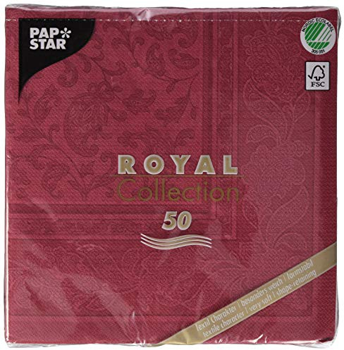 50 Servietten ROYAL Collection 1/4-Falz 40 cm x 40 cm bordeaux Ornaments