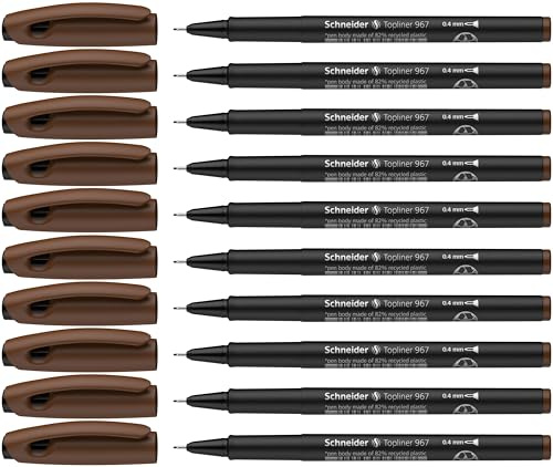 Schneider Topliner 967 fineliner (linjetjocklek 0,4 mm) 10 stycken bruna