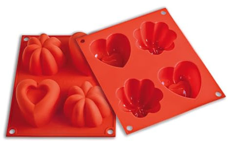 silikomart | HAPPY LOVE Silikonform für Monoportionen, Antihaft, 4 Monoportionen, 1er Pack Kuchenform, 35 x 160 x 195 mm, Made in Italy