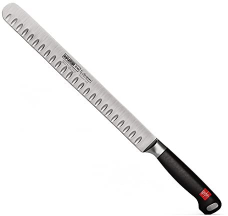 Burgvogel Solingen Tranchiermesser Solingen geschmiedet,Master Line, rund, Kullenschliff, rostfrei, schwarz Schinkenmesser mit Kulle Master Line (10 Zoll =26 Cm)