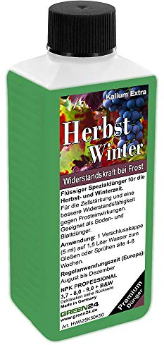 Autumn fertiliser and winter fertiliser - potassium fertiliser, liquid NPK for better winter hardiness of plants (winter protection / frost protection).