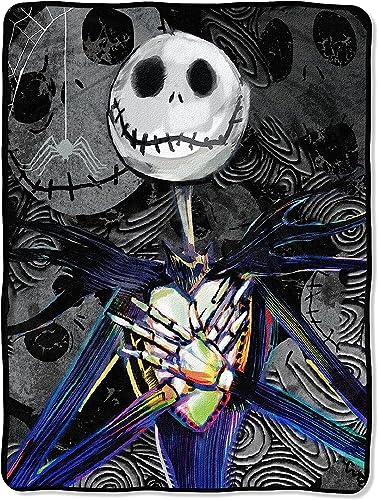 Disney The Nightmare Before Christmas, Manta de Micro Raschel Dark Creep, 46 x 60 Pulgadas, Multicolor