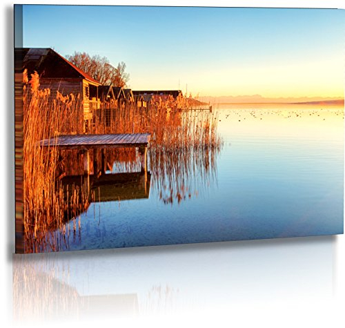 Fotoatelier Dirk Haas Premium Acrylglasbild XXL - Natur - Landschaft - Bild - Schilf - Gras - Starnberger See - Sonnenuntergang - Wasser - Acrylglas : 70 cm x 40 cm
