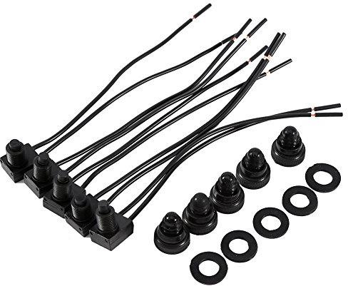 Interruptor de encendido y apagado con botón pulsador de 12V con cables de 4para motocicleta/automóvil (5 piezas)