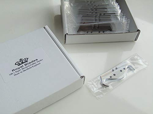 100 x Royal Blades Super Hooked Profile Quality Sheffield Made Cutting Edge Carpet Trimming Tool Blades