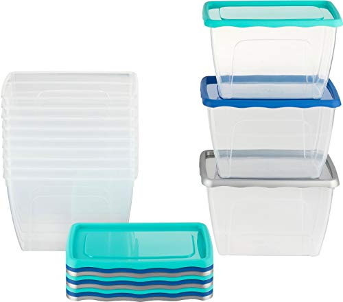Kigima Gefrierdosen 12x1,5L Hoch Blau/Grün/Grau – Vorratsdosen mit Deckel luftdicht – Transparente Frischhaltedosen mit Deckel – Aufbewahrungsbox Küche für Mealprep & Organisation – Austrian Quality