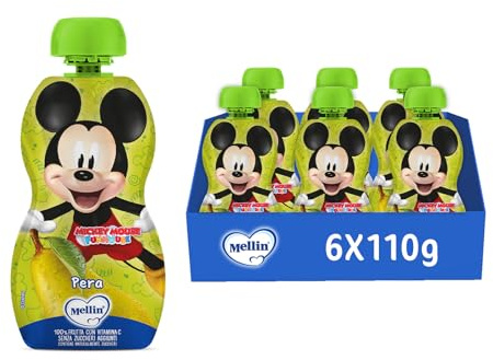 Mellin Merenda Disney Mickey Mouse, Topolino, Pera, 6x110g