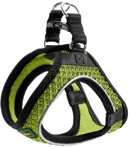 HUNTER Hundegeschirr HILO COMFORT, Farbe: limette, Easy Step-In Geschirr für kleine bis mittlere Hunde, mit Netzmaterial, reflektierende Elemente, angenehm leicht, modernes Design Größe: M-L