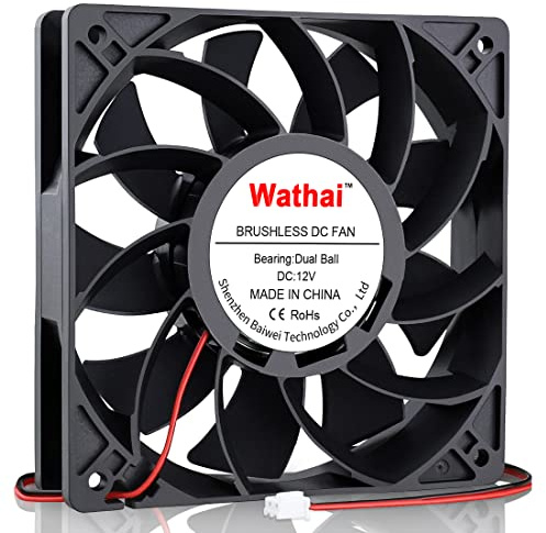 Wathai 120mm x 25mm 12V High Pressure CFM Fan Dual Ball High Speed DC Brushless Cooling Fan